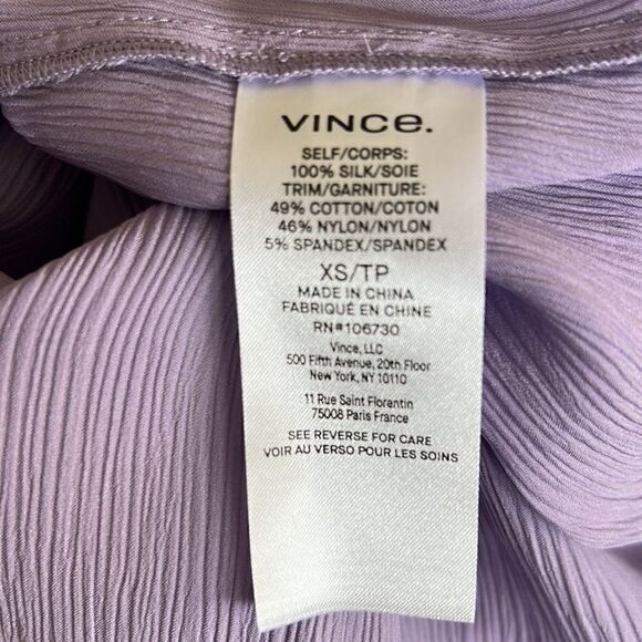 VINCE RIB-TRIM LILAC SILK SHELL  NWT - Picture 9 of 9